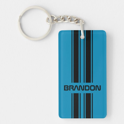 Aangepaste klompblauw- en zwarte snaarsport sleutelhanger (Voorkant)