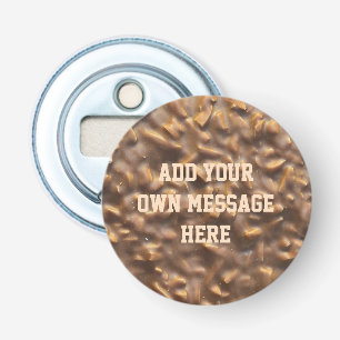 Aangepaste Klompige Chocolade Aangepaste Tekst Button Flesopener