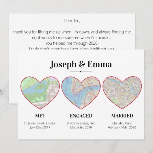 Aangepaste knooppuntmijlpalen kaartlocatie feestdagenkaart (Voorkant / Achterkant)