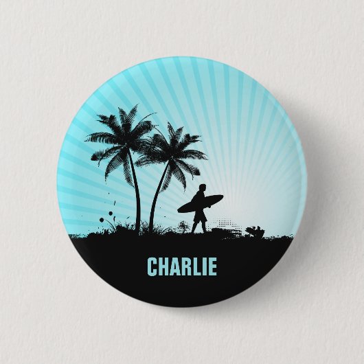 Aangepaste knop Beach Surfer Ronde Button 5,7 Cm (Voorkant)