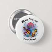 Aangepaste knop | Retro Octopus | Naam & Tekst Ronde Button 5,7 Cm (Voorkant /achterkant)
