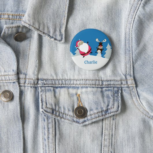 Aangepaste knop Sinterklaas en rendiernaam bevesti Ronde Button 5,7 Cm (In situ)