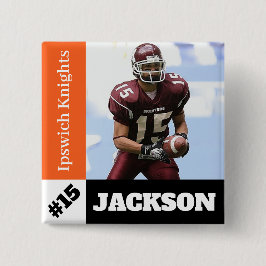 Aangepaste knop voor fotosporten / football speld vierkante button 5,1 cm