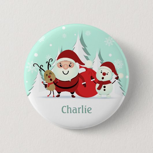 Aangepaste knop voor Santa, Reindeer en Snowman Ronde Button 5,7 Cm (Voorkant)