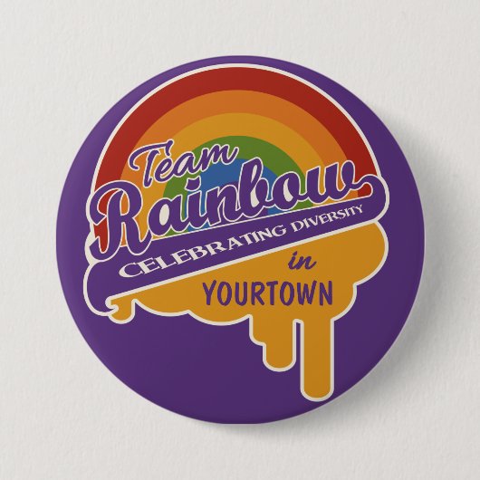 Aangepaste knop voor teamregenboog ronde button 7,6 cm (Voorkant)