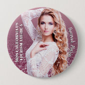 Aangepaste knopspeld met foto-uitknip uit framboze ronde button 4,0 cm (Voorkant)