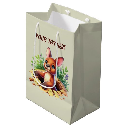 Aangepaste knuffel baby kangoeroe medium cadeauzakje (Voorkant Gekanteld)