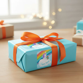 Aangepaste Knuffel Eenhoorn Regenboog Bedankt Stic Vierkante Sticker