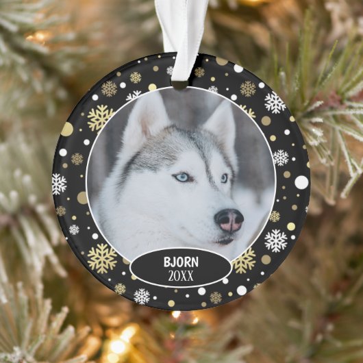 Aangepaste knuffel huisdier foto 1e kerst op sneeu ornament (Boom)
