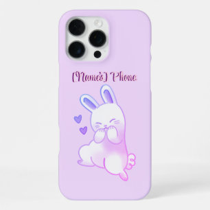 Aangepaste knuffel kawaii pastel paarse konijn met iPhone 16 pro max hoesje