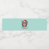 Aangepaste knuffel Kerstkat met kerstmannenhoed Waterfles Etiket (Enkel label)