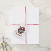 Aangepaste knuffel Kerstkat met kerstmuts Cadeaulabel (Met Touw)