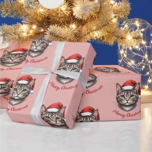 Aangepaste knuffel Kerstkat met kerstmuts Cadeaupapier (Feestdagen)