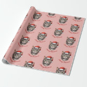 Aangepaste knuffel Kerstkat met kerstmuts Cadeaupapier (Uitgerold)