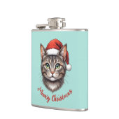 Aangepaste knuffel Kerstkat met kerstmuts Heupfles (Links)