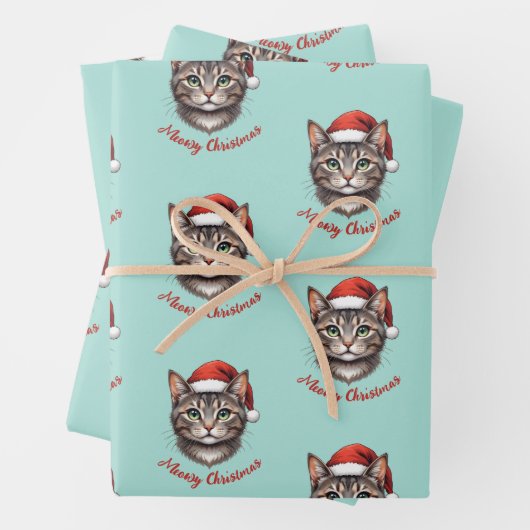 Aangepaste knuffel Kerstkat met kerstmuts Inpakpapier Vel (In situ)