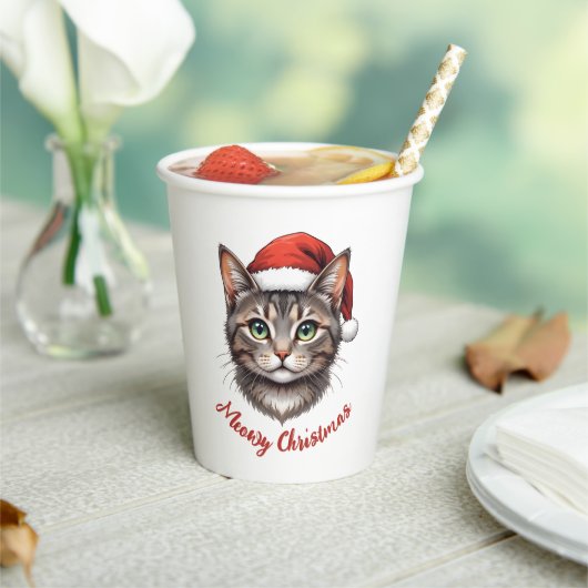Aangepaste knuffel Kerstkat met kerstmuts Papieren Bekers (Insitu)