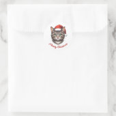 Aangepaste knuffel Kerstkat met kerstmuts Ronde Sticker (Tas)