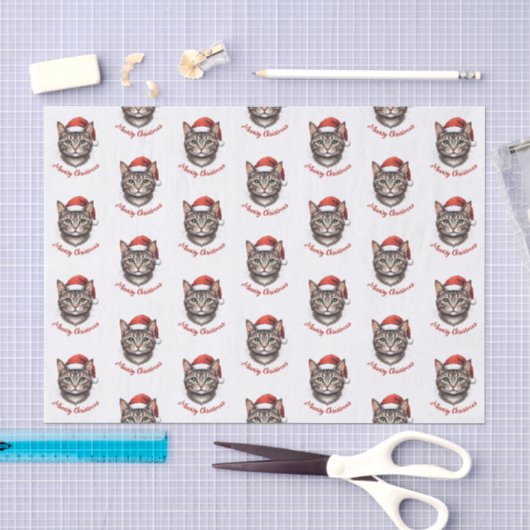 Aangepaste knuffel Kerstkat met kerstmuts Tissuepapier (Craft)