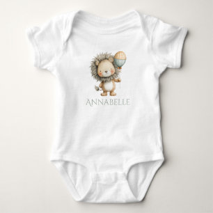 Aangepaste knuffel leeuw met ballon romper