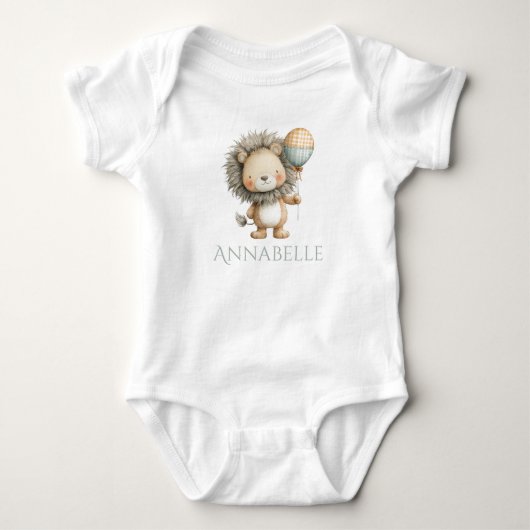 Aangepaste knuffel leeuw met ballon romper (Voorkant)