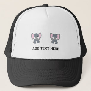 Aangepaste knuffel olifant afbeelding met tekst zw trucker pet