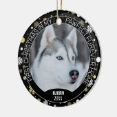 Aangepaste knuffel puppy foto op witte gouden snee keramisch ornament (Links)