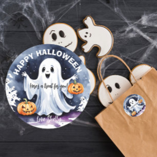 Aangepaste knuffel spook Halloween-feest cadeautje Ronde Sticker