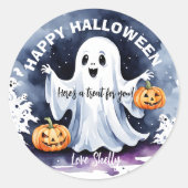 Aangepaste knuffel spook Halloween-feest cadeautje Ronde Sticker (Voorkant)