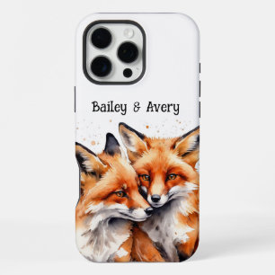 Aangepaste Knuffel Vosjes Paar Vossen Liefde Diere iPhone 16 Pro Max Hoesje