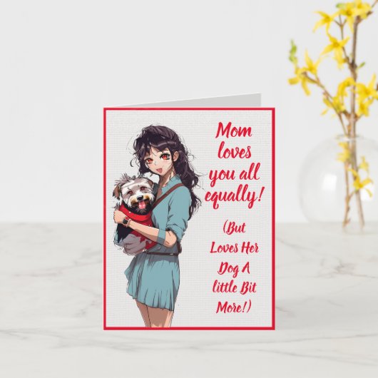 Aangepaste knuffel Westie-hond met mama Moederdag Kaart (Gele Bloem)