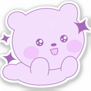 Aangepaste knuffelbare pastel paarse glinsterende  sticker