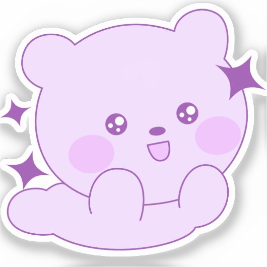 Aangepaste knuffelbare pastel paarse glinsterende  sticker (Voorkant)