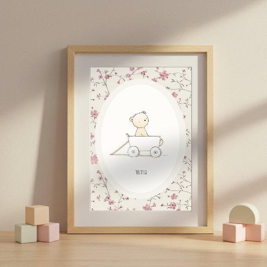 Aangepaste knuffelbeer kunst – naam kinderkamer pr poster