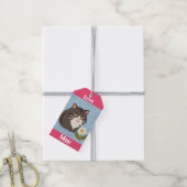 Aangepaste knuffelgrijze kat met Mur en Liefde Cadeaulabel (Met Touw)