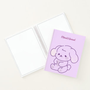 Aangepaste Knuffelige Kawaii Pastel Paarse Hond Notitieboek
