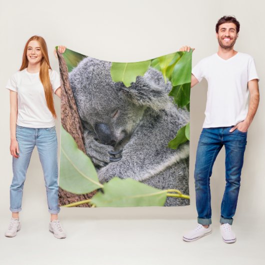 Aangepaste knuffelige koala-afbeelding charmante w fleece deken (In situ)