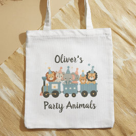 Aangepaste knuffige feestdieren op trein tote bag