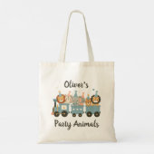 Aangepaste knuffige feestdieren op trein tote bag (Achterkant)