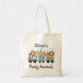 Aangepaste knuffige feestdieren op trein tote bag (Voorkant)