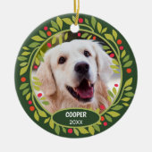 Aangepaste knuffige huisdier foto 1e kerst op huls keramisch ornament (Voorkant)