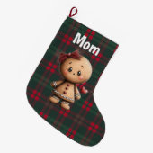 Aangepaste knuffige kerst gingerbread grote kerstsok (Voorkant (Hangend))