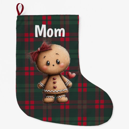 Aangepaste knuffige kerst gingerbread grote kerstsok (Voorkant)