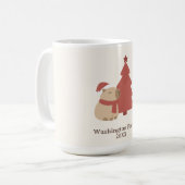 Aangepaste knusse capybara kerst koffiemok (Voorkant links)