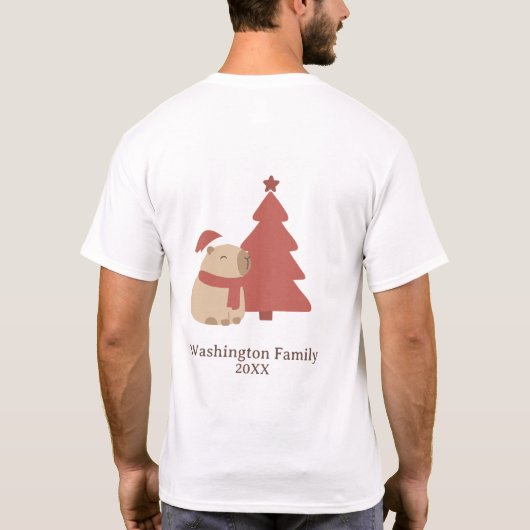 Aangepaste knusse capybara kerst t-shirt (Achterkant)