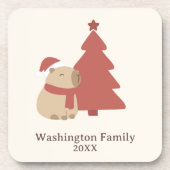 Aangepaste Knusse Capybara Kerstmis Bier Onderzetter (Voorkant)
