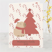 Aangepaste Knusse Capybara Kerstmis Kaart (Gele Bloem)