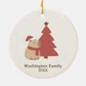 Aangepaste Knusse Capybara Kerstmis Keramisch Ornament (Achterkant)