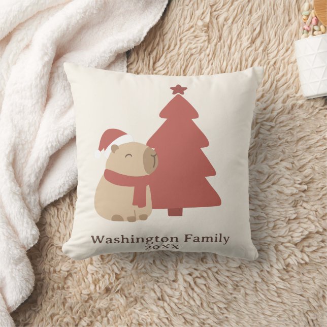 Aangepaste Knusse Capybara Kerstmis Kussen (Deken)