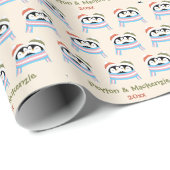 Aangepaste Knusse Trans Pinguïns Kerstmis Cadeaupapier (Rol Hoek)